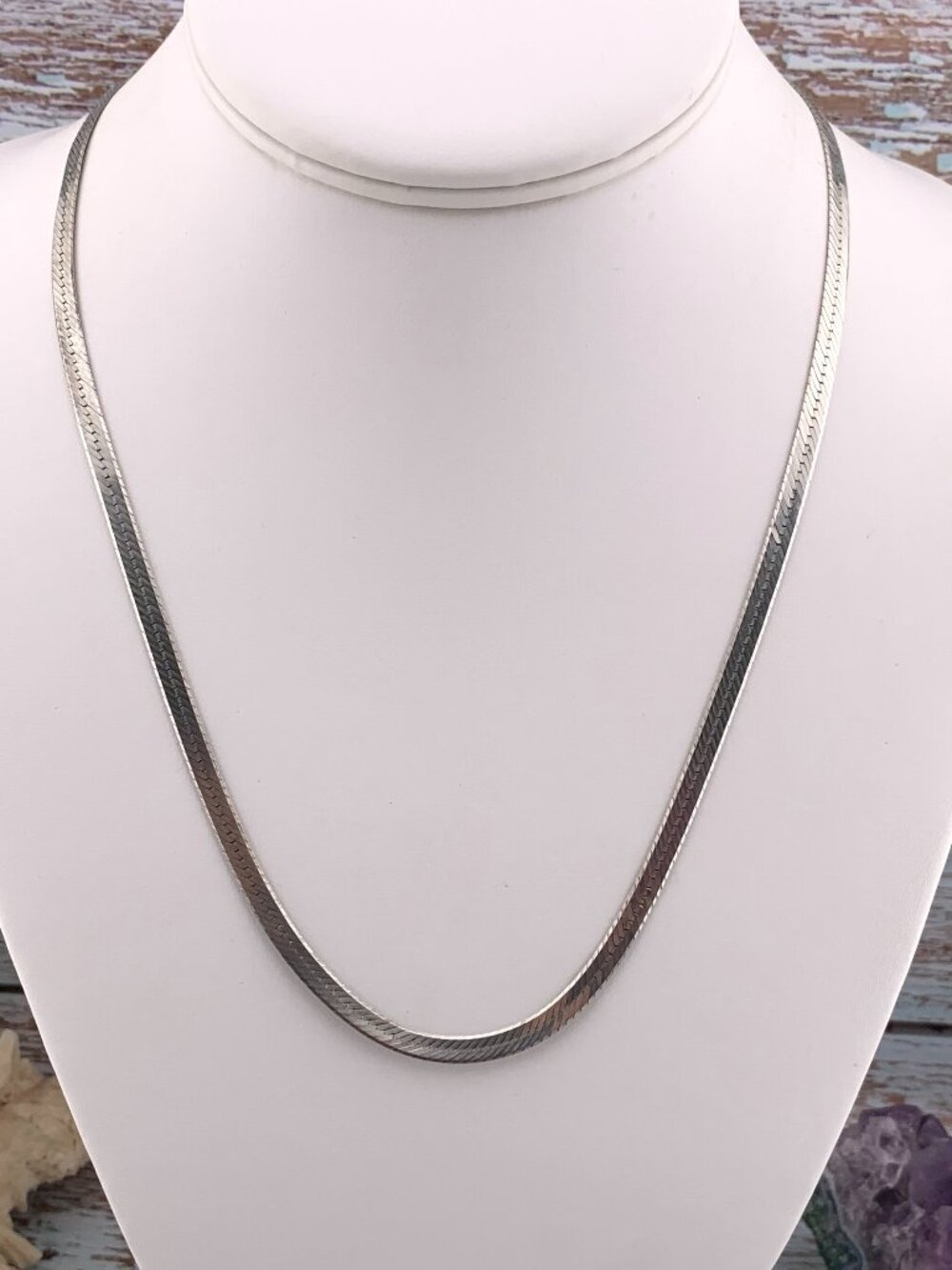 Herringbone Sterling Silver Chain Necklace 4mm 20" J1443